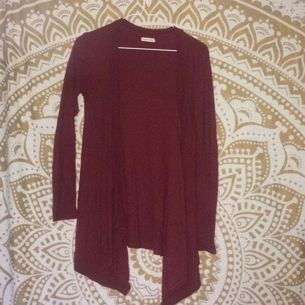 Red cardigan